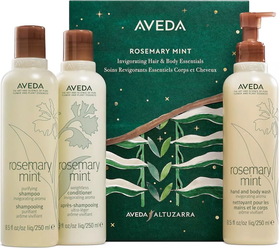 Set për flokë dhe trup Aveda Rosemary Mint për femra, 3x250ml