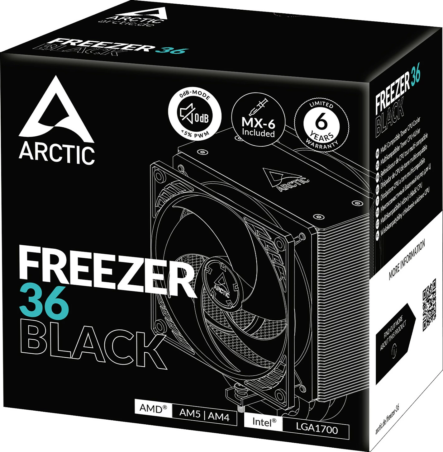 Ftohës ajri ARCTIC Freezer 36, 12 cm, i zi