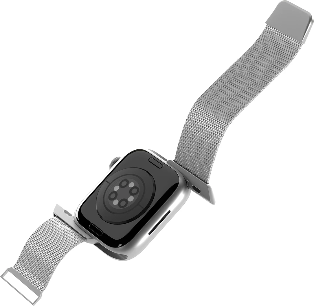 Rrip çeliku inox Puro Milanese për Apple Watch 42/44/45/49mm, Argjend
