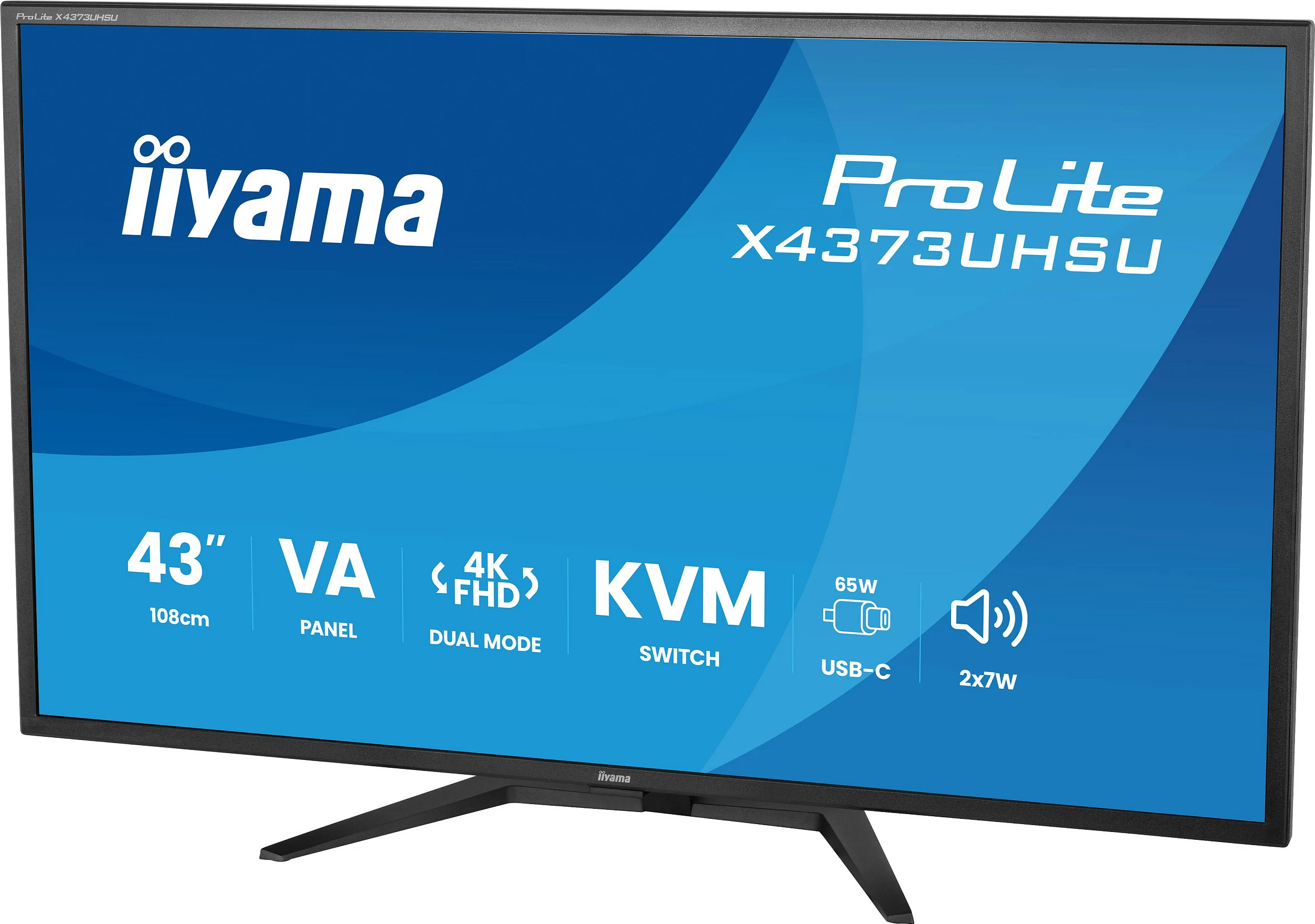 Monitor iiyama ProLite X4373UHSU-B2, 43" 4K UHD, VA, USB-C, KVM, altoparlantë, i zi mat