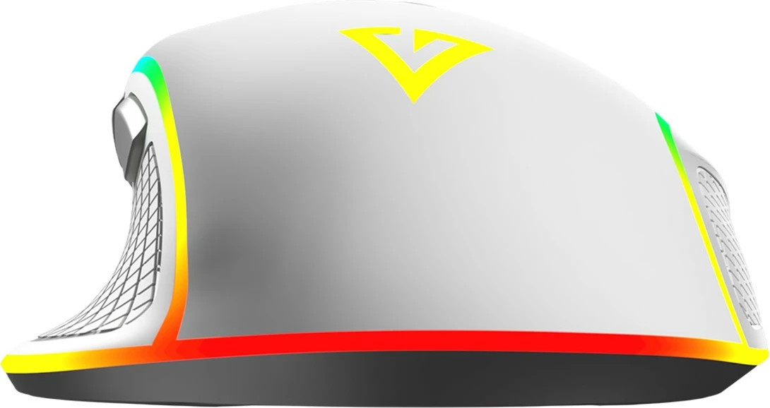 Maus MODECOM Volcano Veles, me kabllo USB, optik, RGB, 800-12800 DPI, 8 butona, bardhë