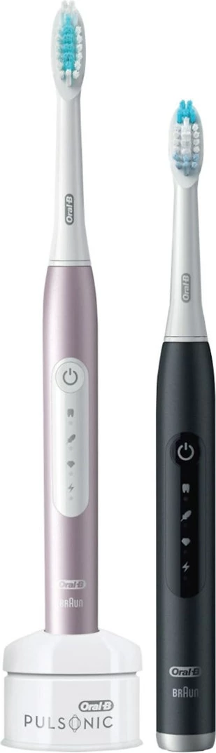 Furçë dhëmbësh sonike Oral-B Pulsonic Slim Luxe 4900, dy copë, e zezë, rozë