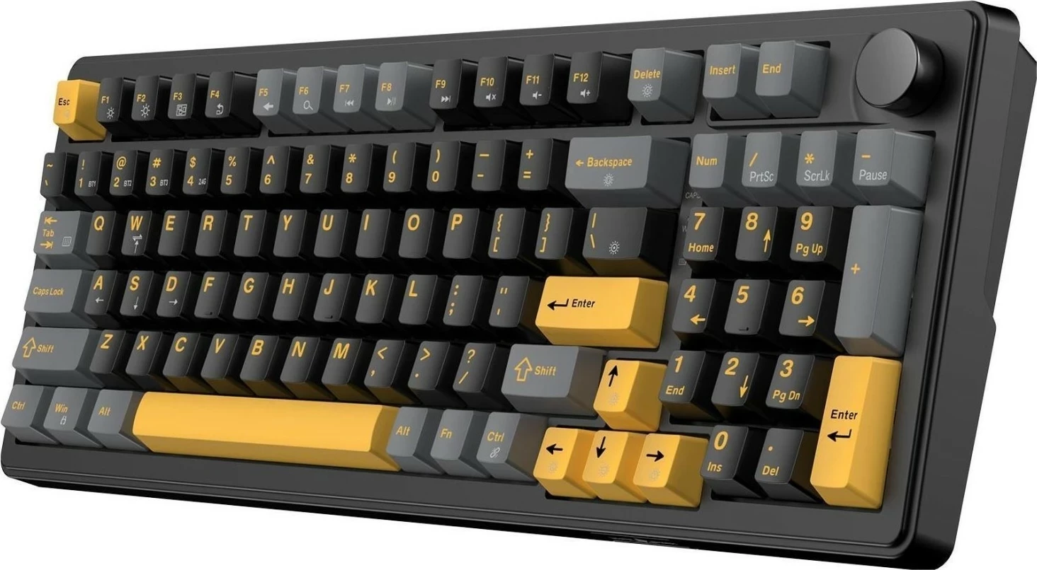 Tastierë gaming White Shark Excalibur, mekanike 98%, RGB, Hot-Swap KTT Wine Red, wireless/USB-C, black-grey