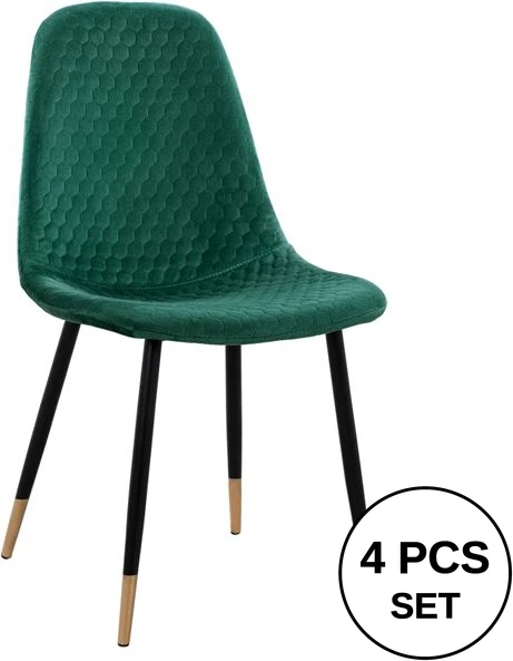 Karrige Lucille FH8552.03 prej kadifeje ngjyrë cypress me kornizë metalike 45x56x81cm, set prej 4 copë