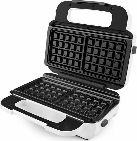 Toster 2n1 Tefal SW7011 850 W, pllaka sanduiçi trekëndësh & waffle, bardhë, set 2 pllaka