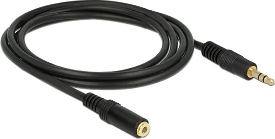 Kabllo zgjatëse audio 3.5mm DeLOCK 83766, 2 m, mashkull-femër, kontakte të arta, e zezë