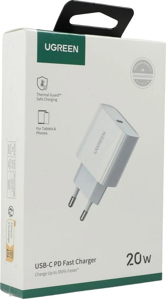 Karikues UGREEN 20W, USB-C, Power Delivery 3.0 & Quick Charge 4.0+, i bardhë