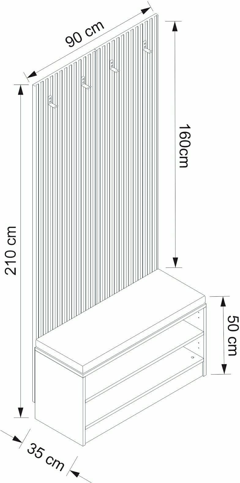 Stendë korridori Skye Decor, Noah, e bardhë, 90x210x35cm