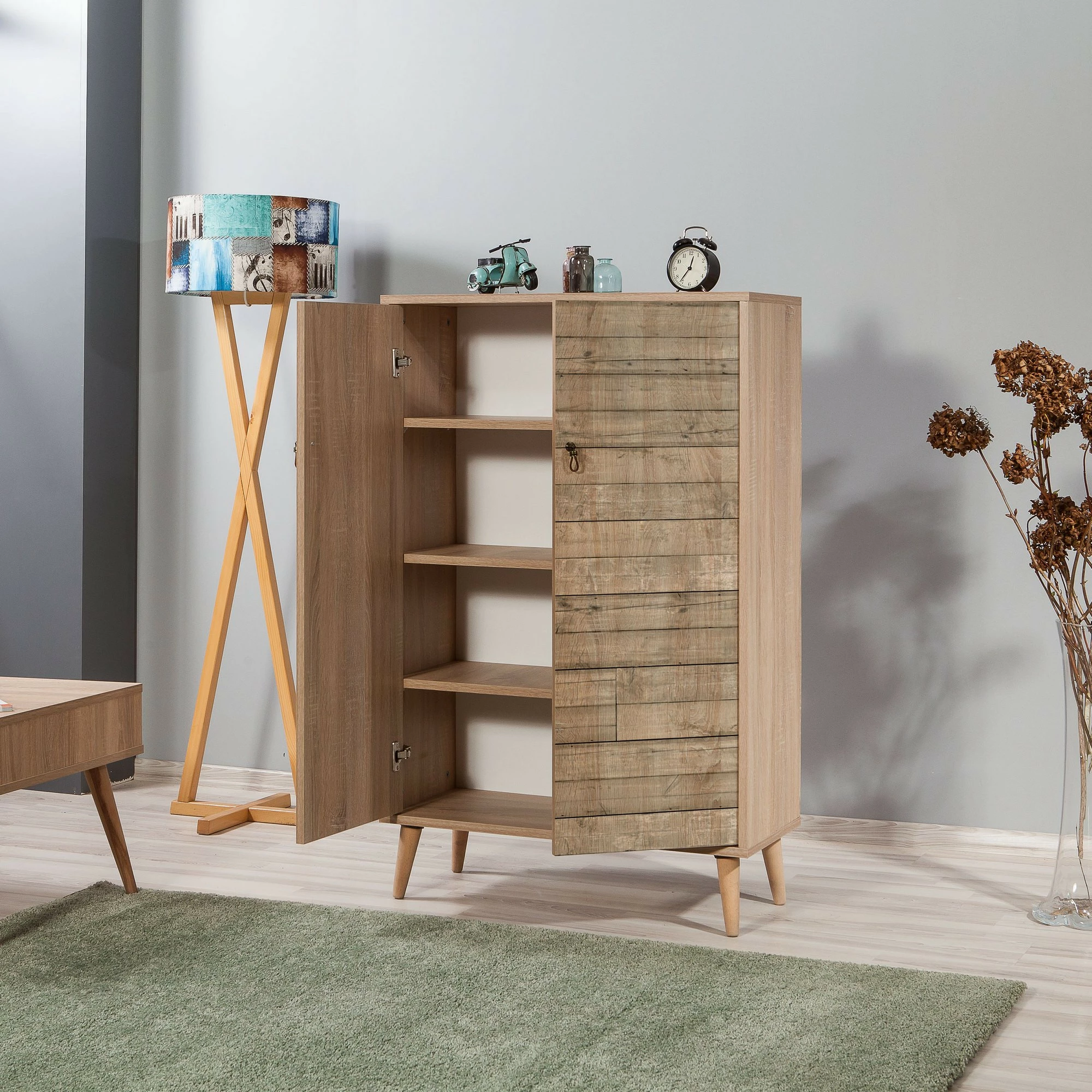 Dollap multifunksional Hanah Home, Multibox - 728, ngjyrë lisi Sonoma
