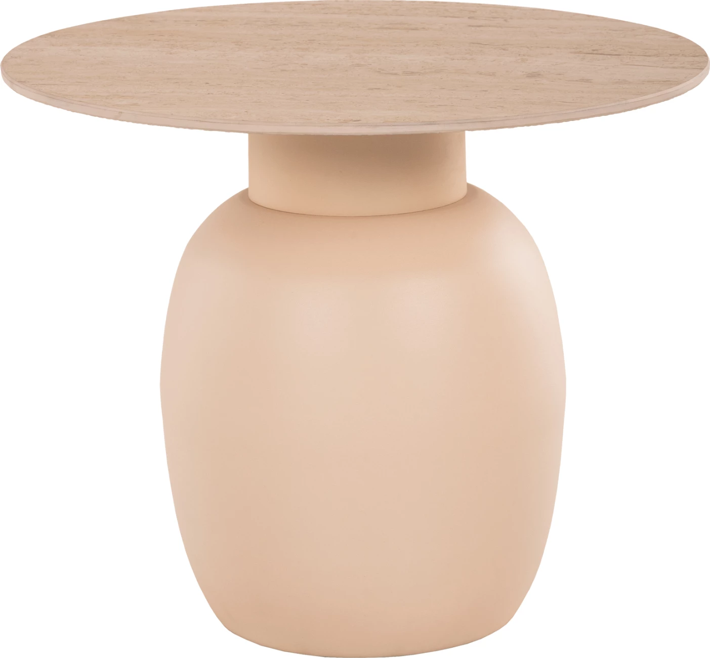 Tavolina anësore 2 copë FEREN FH9664 metalike me sipërfaqe qeramike ngjyrë fildishi Φ60 & Φ50cm