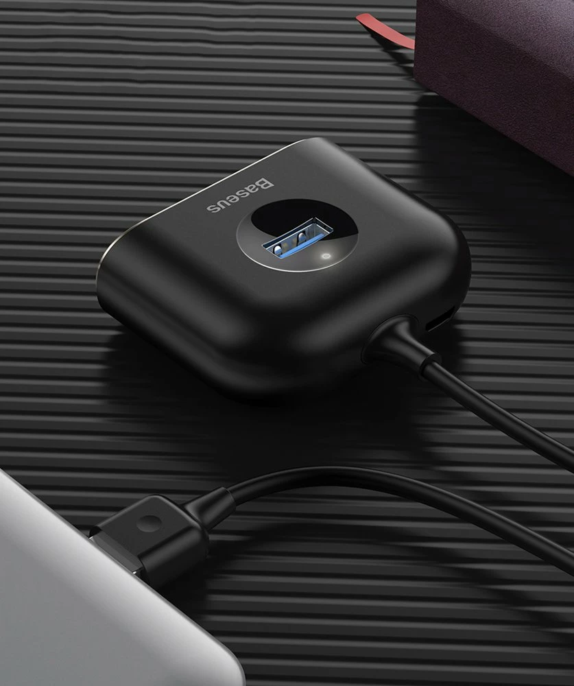 HUB Baseus Square CAHUB-AY01, 4 porte USB-A, 1m, e zezë