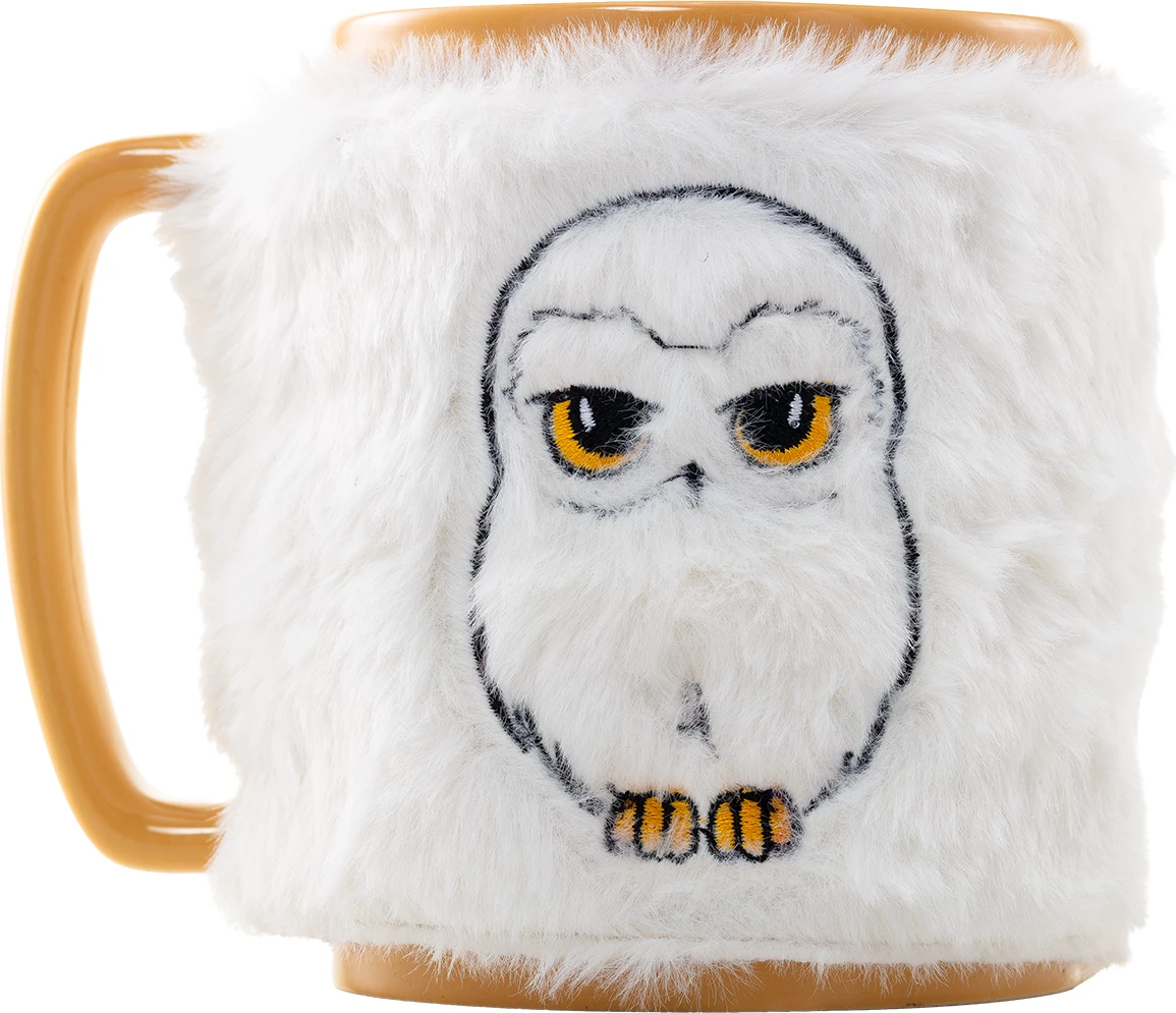 Filxhan Pyramid Harry Potter Hedwig Fuzzy, 440 ml, me mbulesë të butë të heqshme, i bardhë/ari