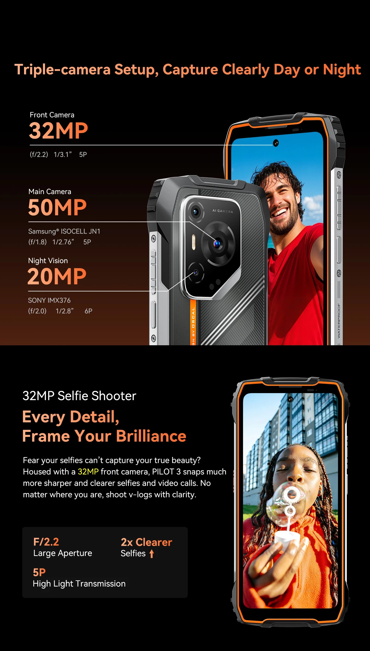 Celular Oscal Pilot 3 12GB/256GB 5G Rugged 7500mAh 6.78\" 120Hz, i zi