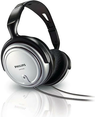 Kufje Philips SHP2500/10 full-size me kabllo 6 m, stereo, kontroll i volumit, 3.5 mm + 6.3 mm, 32 Ω, Black/Silver
