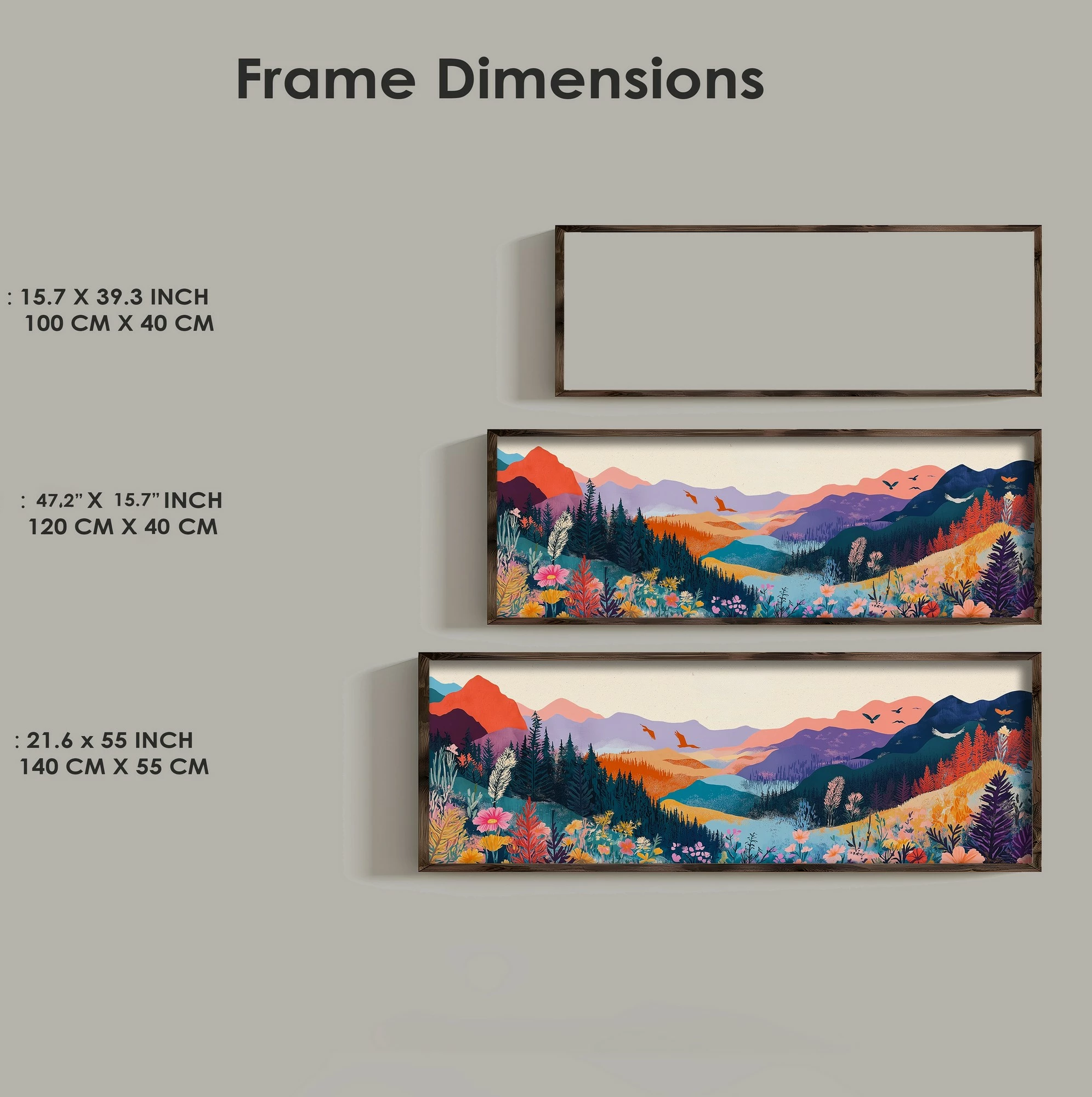 Pikturë dekorative me kornizë, MDF, shumëngjyrëshe, Wallity, EMR001, 40x120x3.5 cm