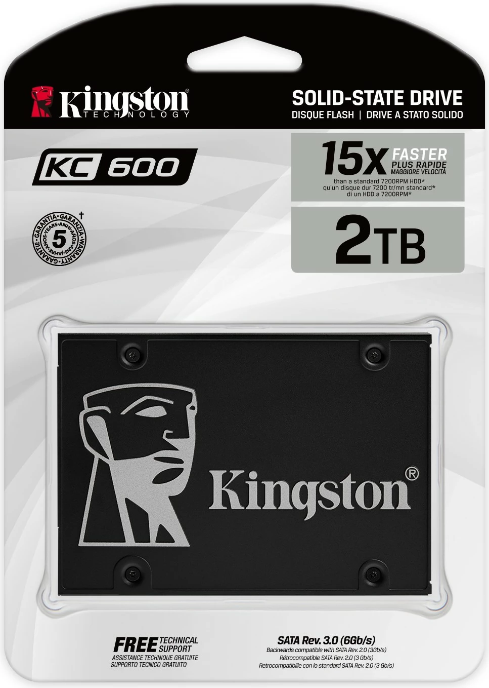 SSD Kingston KC600, 2.05 TB, 2.5", 550 MB/s, e zezë