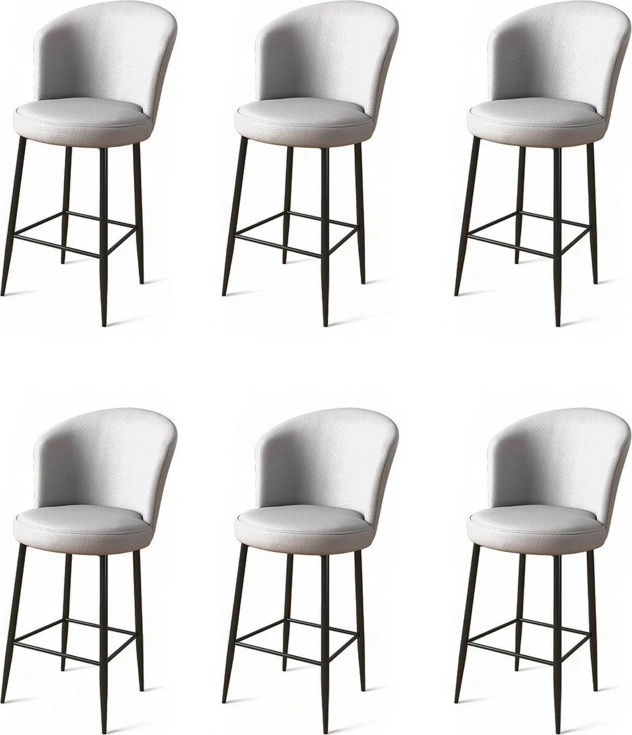 Set karrigesh për bar (6 copë), Hanah Home, Uras, gri, e zezë