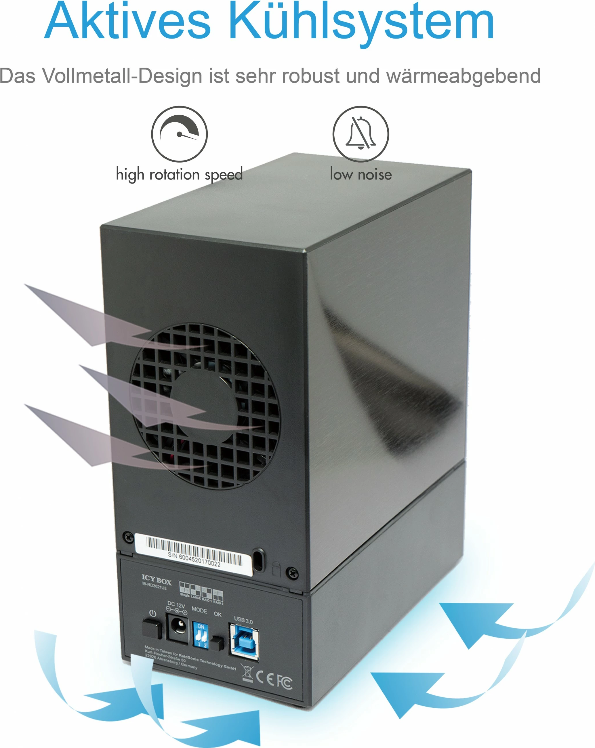 Kasë eksternale ICY BOX IB-RD3621U3, 2x3.5", USB 3.0, RAID, e zezë