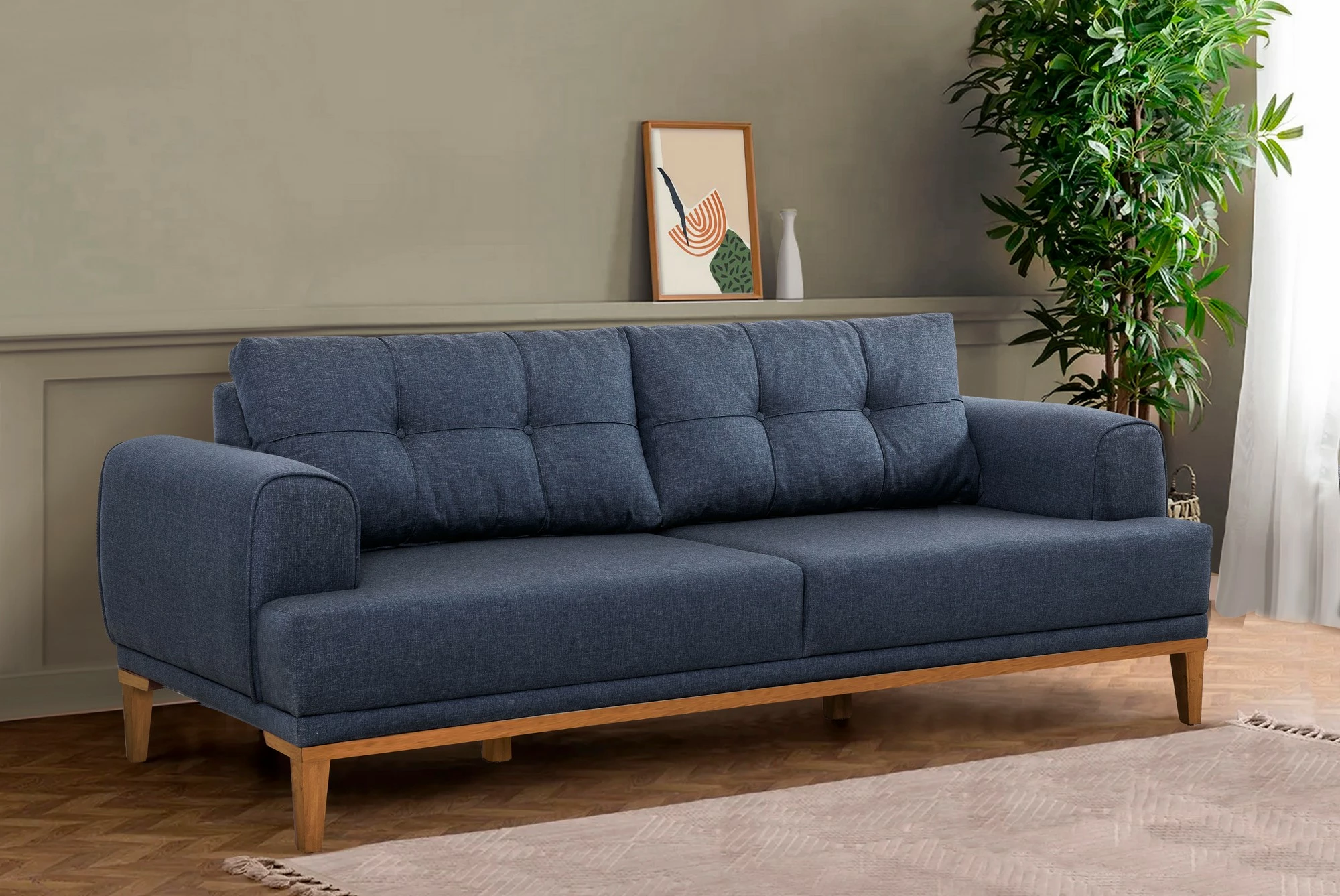 Set divanësh Atelier del Sofa, Vina, ngjyrë kaltër e errët, këmbë druri Atlantic Pine