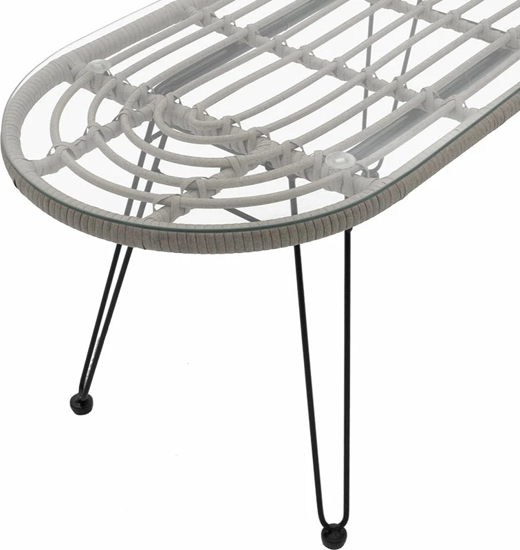 Tavolinë Naoki metalike, ngjyrë e zezë-gri, xham 100x45x46cm