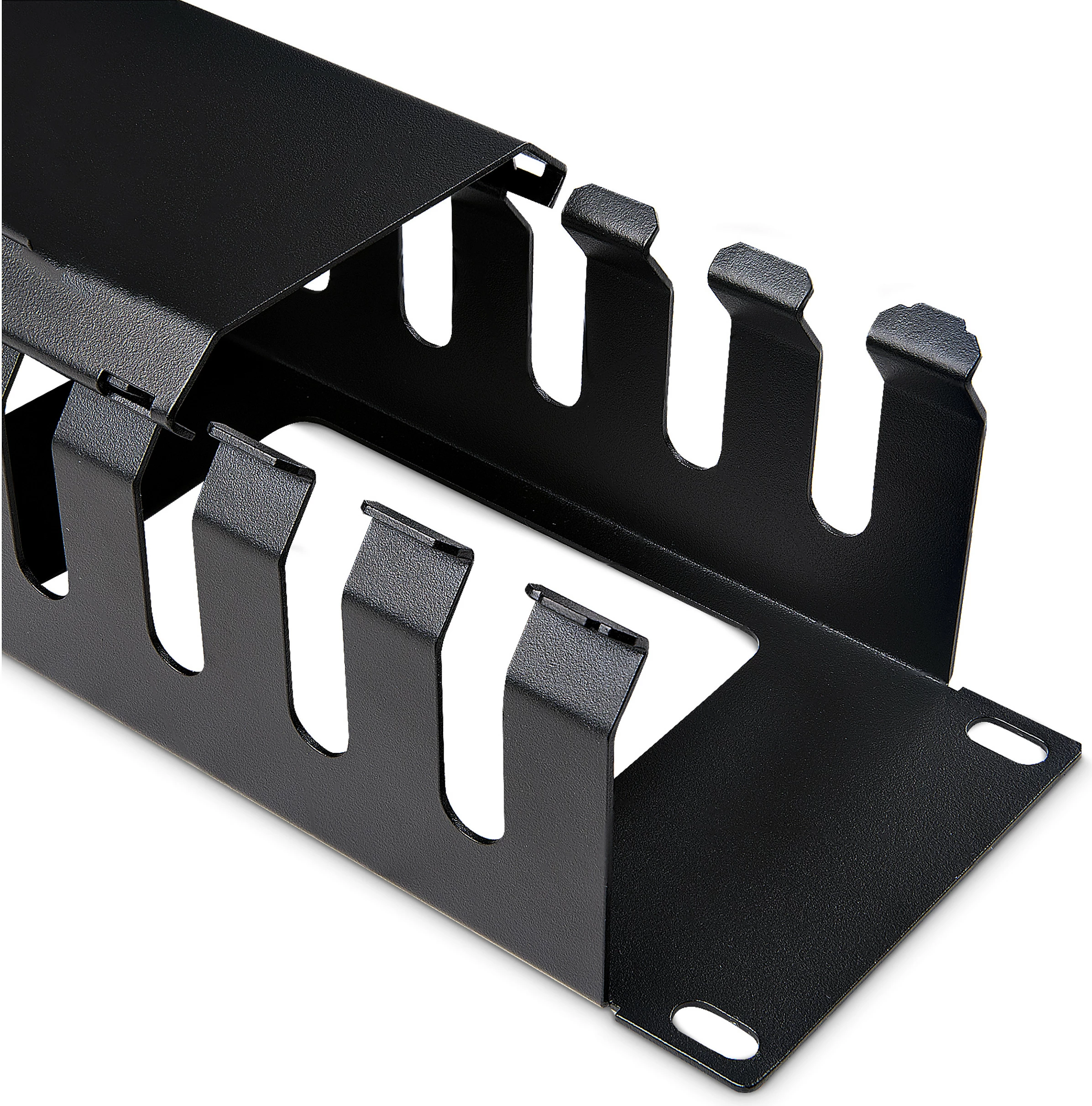 Panel menaxhimi kabllove rack StarTech 2U Finger Duct horizontal me kapak, 19", i zi