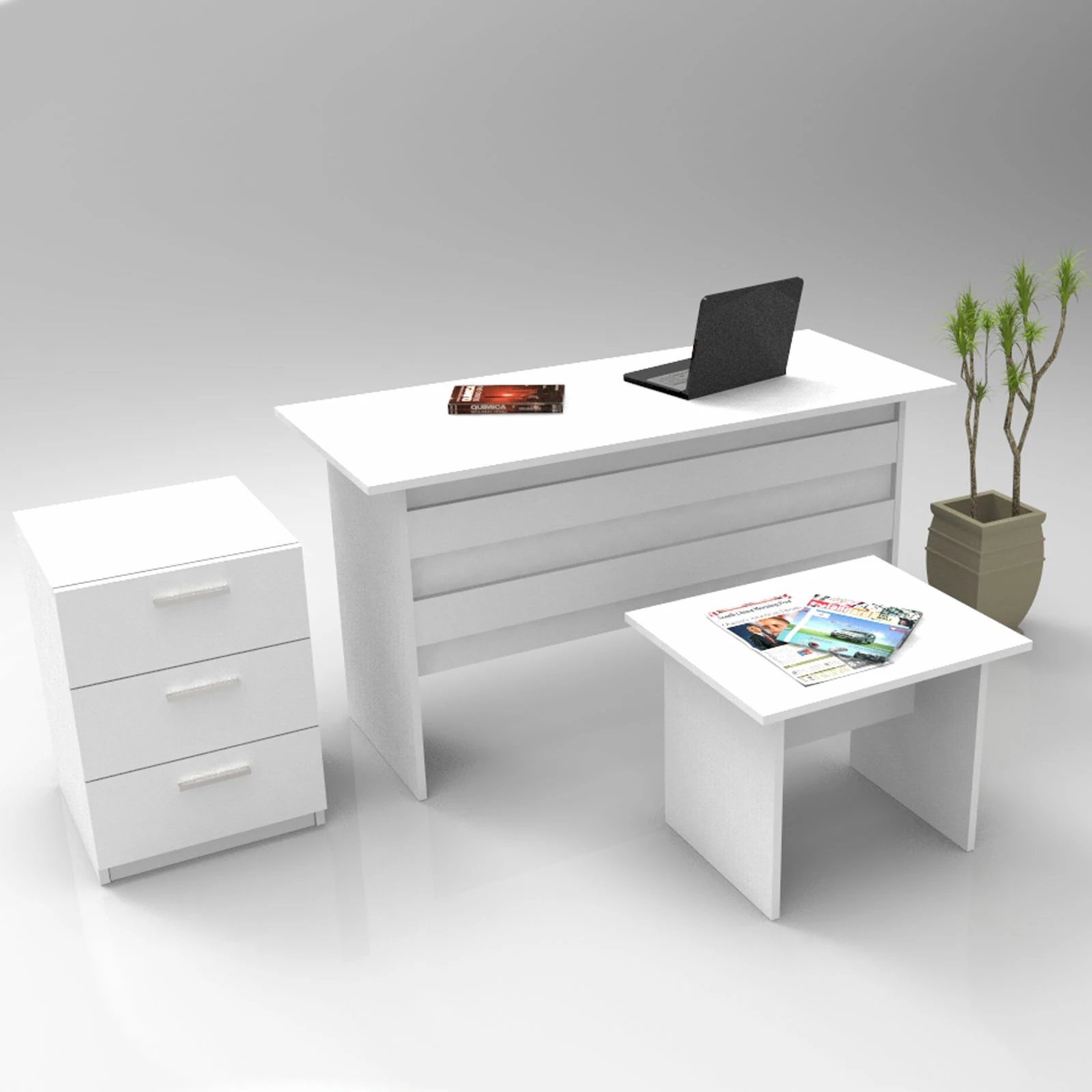 Set mobiljesh për zyre Skye Decor, Vo9-W, ngjyrë e bardhë