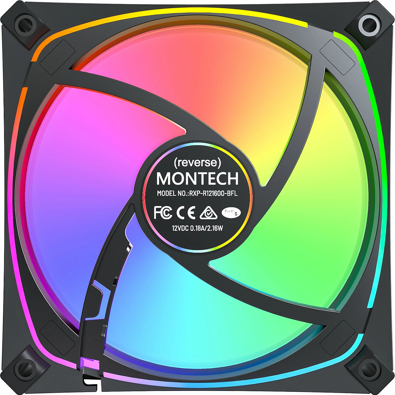 Ventilator kasë Montech RX120 Pro, 120mm, RGB, i zi