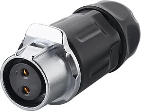 Lidhës industrial GoodConnections S1, prizë femër Power 2-Pin, M20, zi/argjend