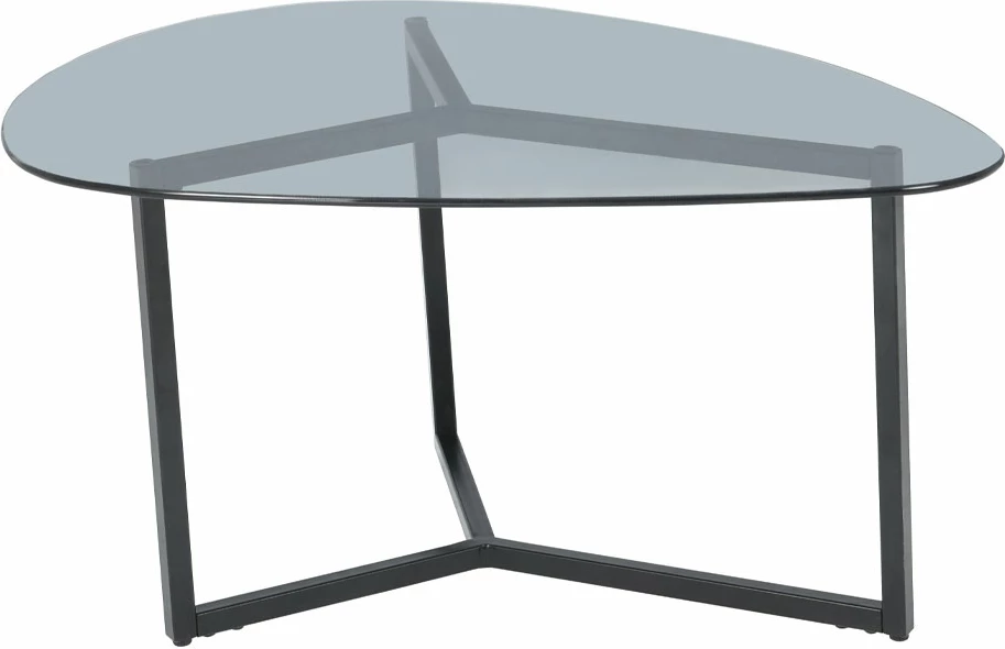 Set tavolinash kafeje Rocks, 2 copë, xham transparent-fume, këmbë të zeza, 82x59x40cm