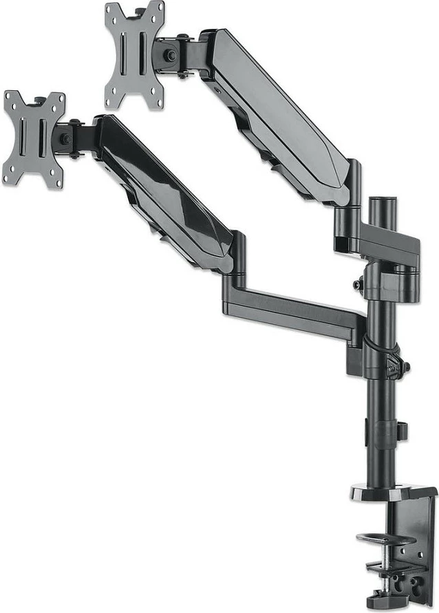 Mbajtëse tavoline për dy monitorë MANHATTAN, krah me gas spring, 17"-32", VESA 75x75/100x100, deri 8kg, gri