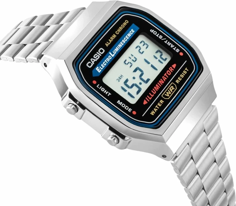 Orë dore për meshkuj CASIO Vintage A168WA-1YES, argjendtë