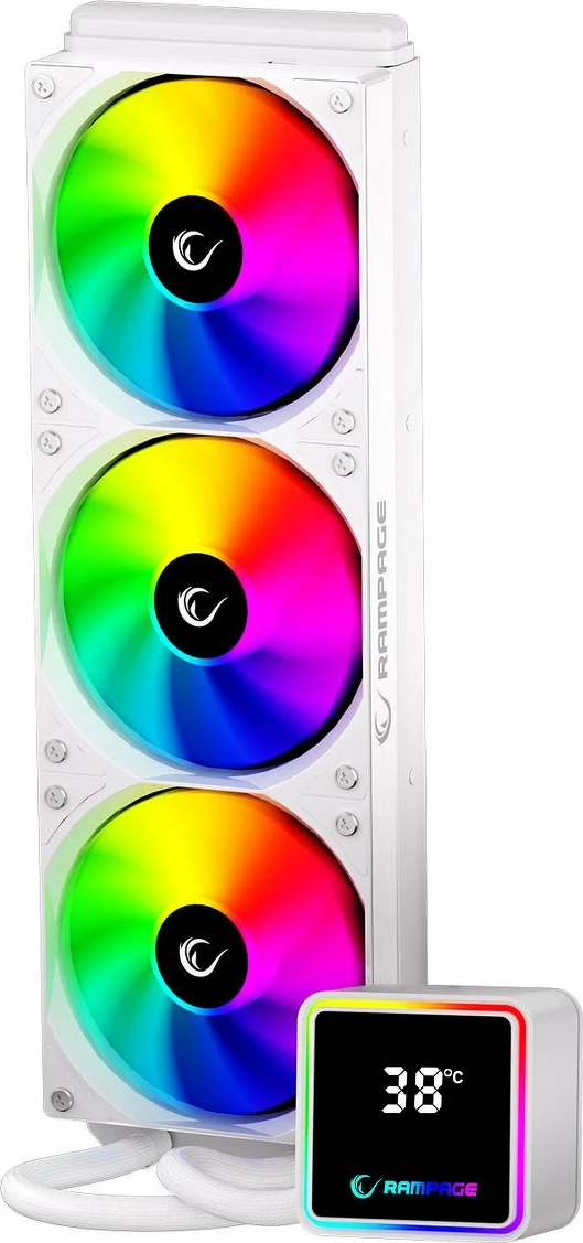 Ftohës uji AIO Rampage INFINITE V360 360mm ARGB me 3x120mm ventilatorë, i bardhë