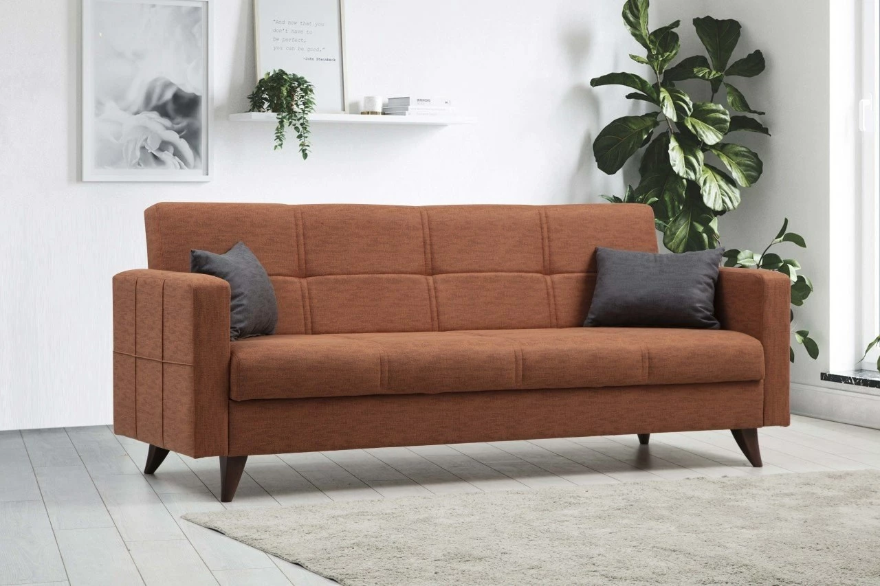 Divan-krevat treshe, ngjyrë e kuqe tullë, Atelier del Sofa, Polya