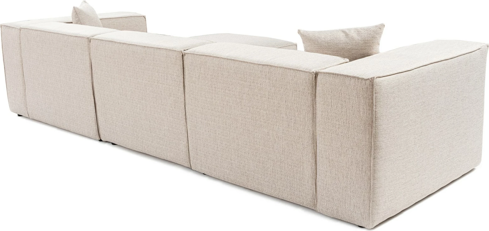 Këndare Lora, ngjyrë kafe e çelët, me pouffe, 4 pjesë