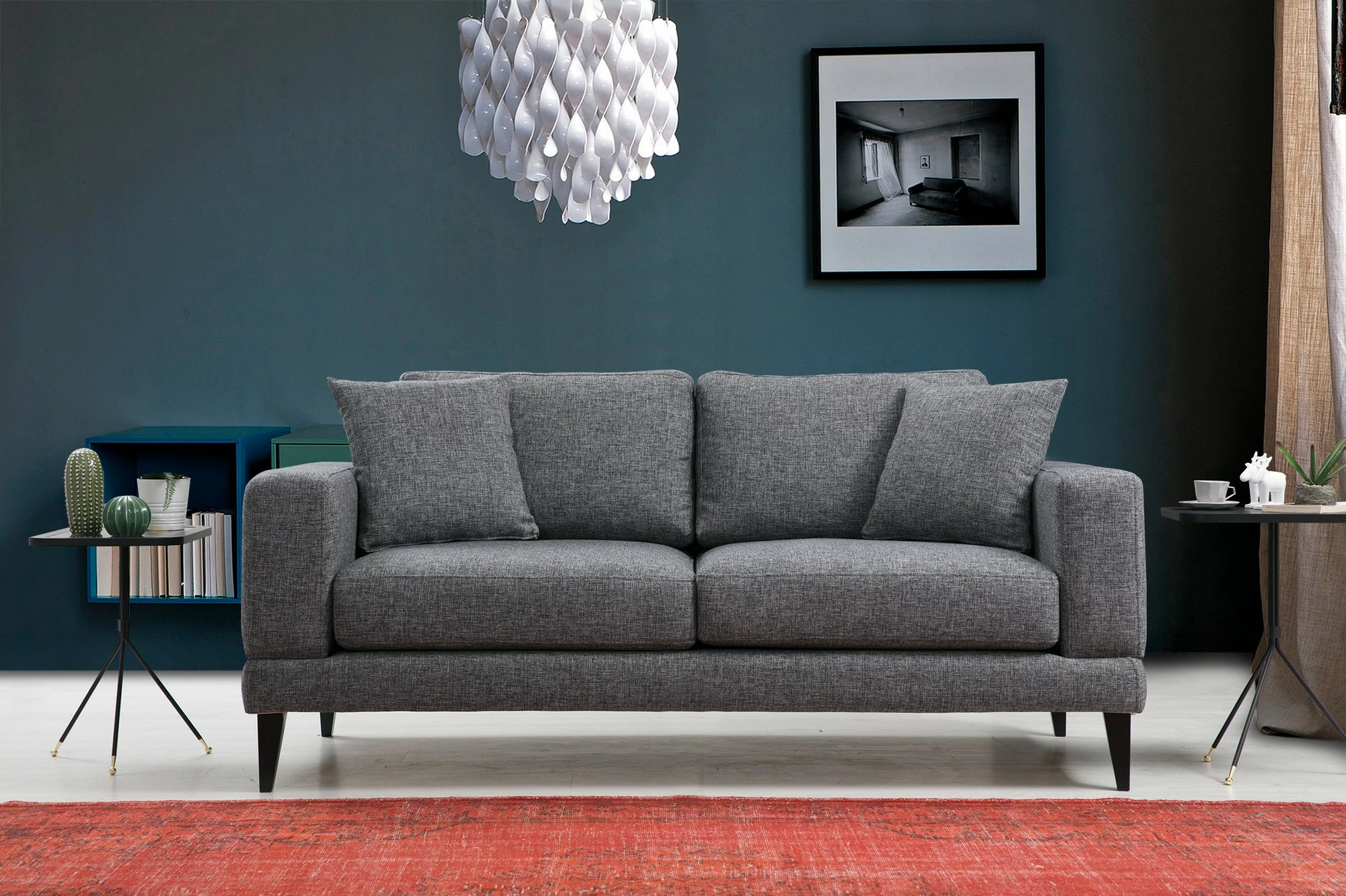 Divan dy ulëshe Atelier del Sofa, nordik, ngjyrë gri e errët