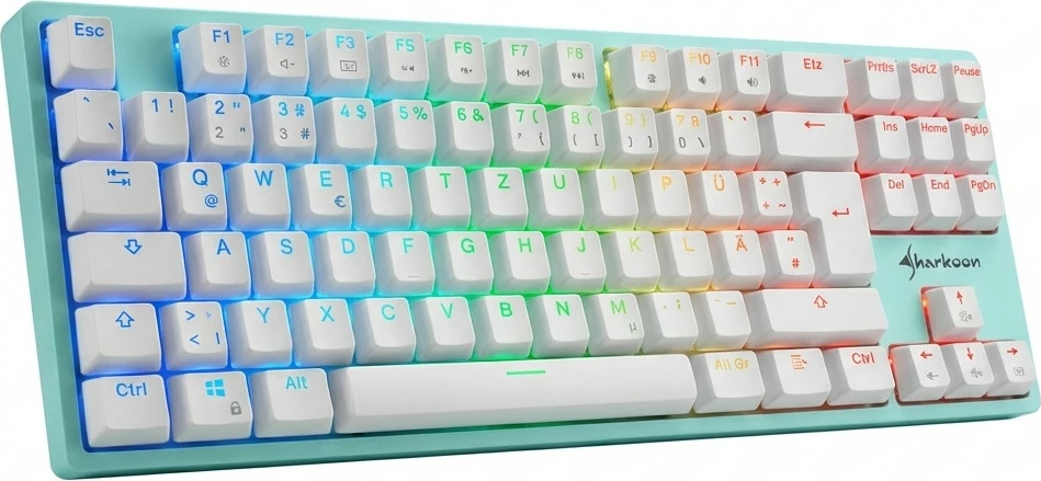 Tastierë Sharkoon SKILLER SGK50 S3 Ultimate Rev2, QWERTZ, ndriçim RGB, mint blue