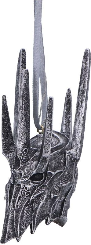 Ornament Krishtlindjesh Nemesis Now Lord of the Rings Helm of Sauron, resinë e pikturuar me dorë, gri e errët