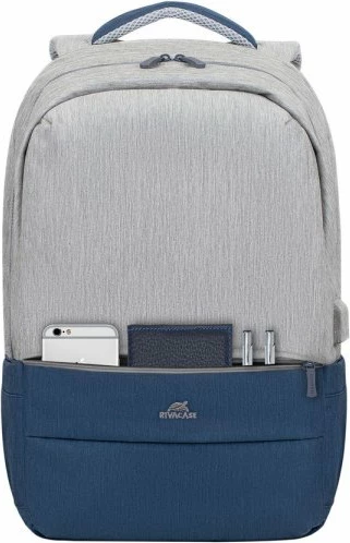 Ruksak laptopi RIVACASE 7567 anti-vjedhje për 17.3\" me USB, 0.78 kg, gri/blu