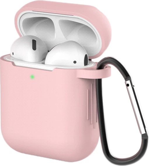 Mbështjellës Hurtel për AirPods 1/2, silikon, me karabiner, rozë