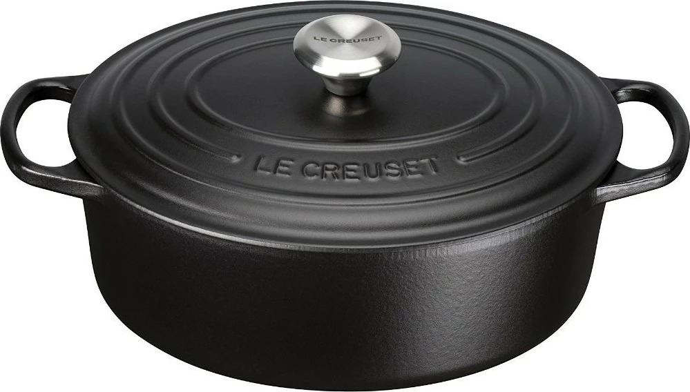 Tenxhere ovale Le Creuset 4.7L, gize, e zezë