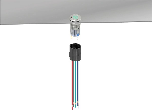 Konektor me kabllo DeLOCK për taster/switch 16 mm, 5 Pin, IP65, 230 V, 3 A, i zi