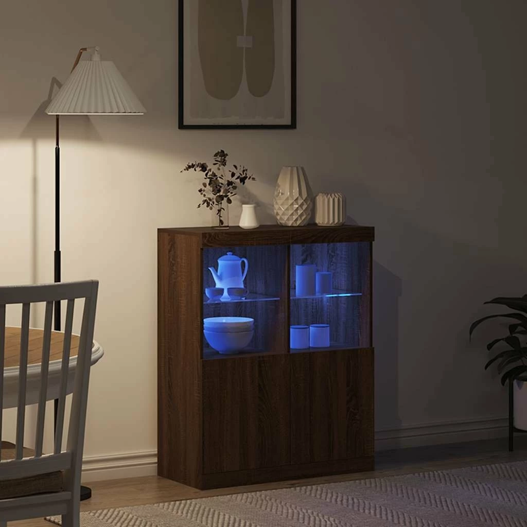 Kabinet vidaXL 81x37x100 cm, 2 dyer, 4 ndarje të hapura, dru kompozit, kafe lis