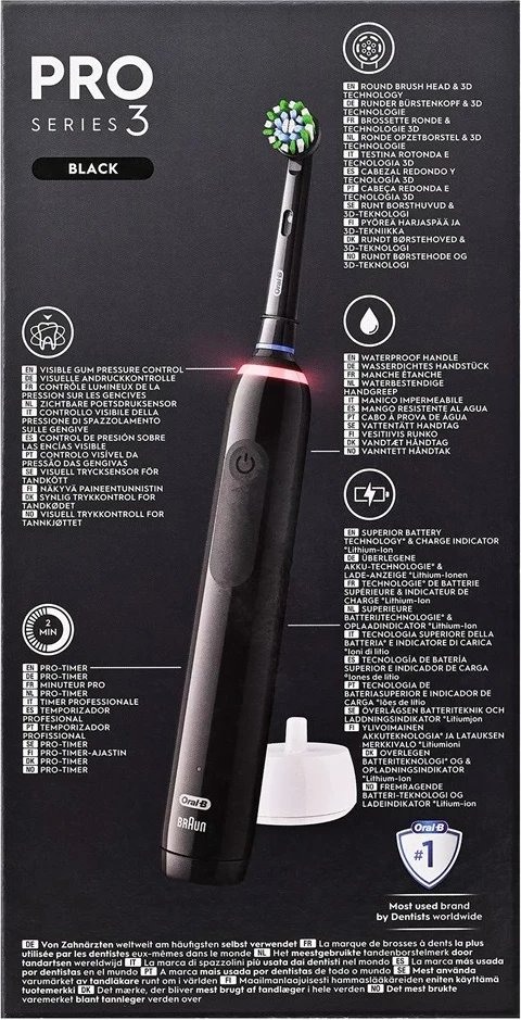 Furçë dhëmbësh elektrike Braun Oral-B Pro 3 Pro3 3000, për të rritur, e zezë, me 2 koka