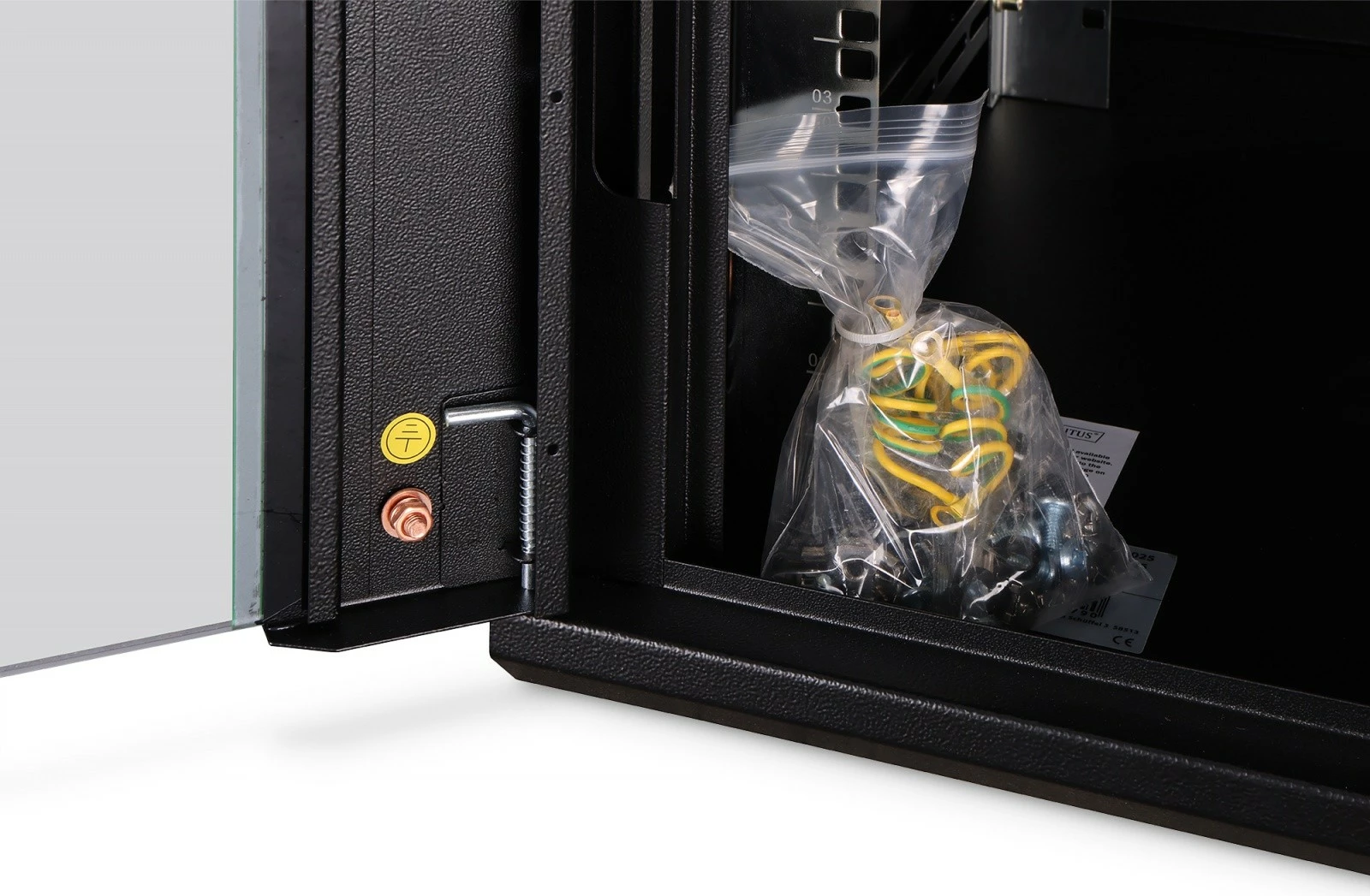 Kabinë rrjeti murale 19" 7U, Digitus DN-37103, 385x600x600mm, 4 shina të rregullueshme, derë xhami, IP20, 60kg, e zezë, e pamontuar