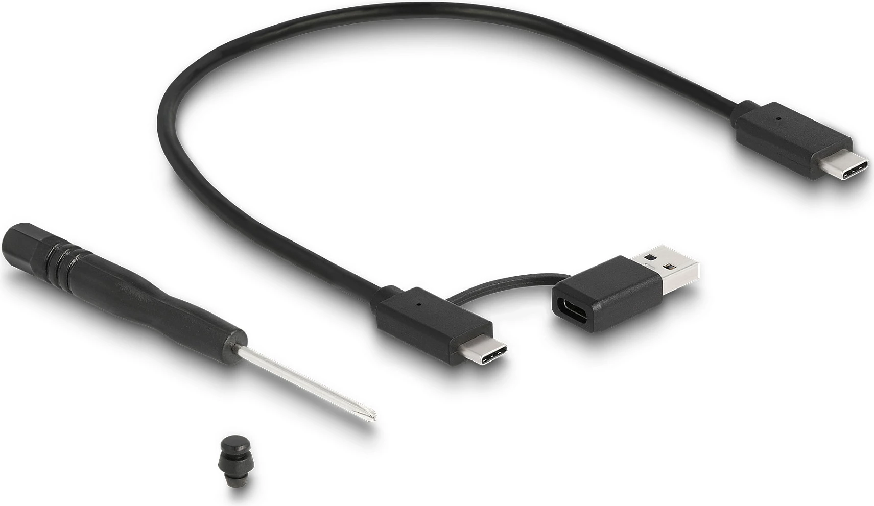 Kuti e jashtme për SSD DeLOCK M.2 NVMe USB-C 20Gbps, RGB LED, 2280/2260/2242, gri
