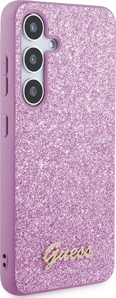 Mbështjellës Guess Glitter Script për Samsung Galaxy S24, vjollcë