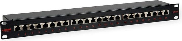 Patch panel ROLINE Cat5e 19" 24 porta STP, 1U, i zi
