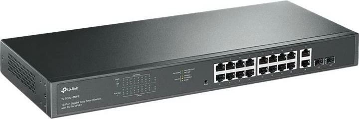 Switch TP-Link TL-SG1218MPE 16 porte Gigabit 1Gbps me 2 porta SFP, e zezë