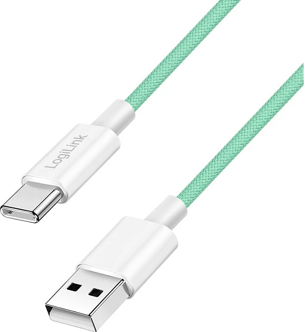 Kabllo USB LogiLink USB 2.0 A në Type-C, 1.5 m, 60W, najlon, e gjelbër