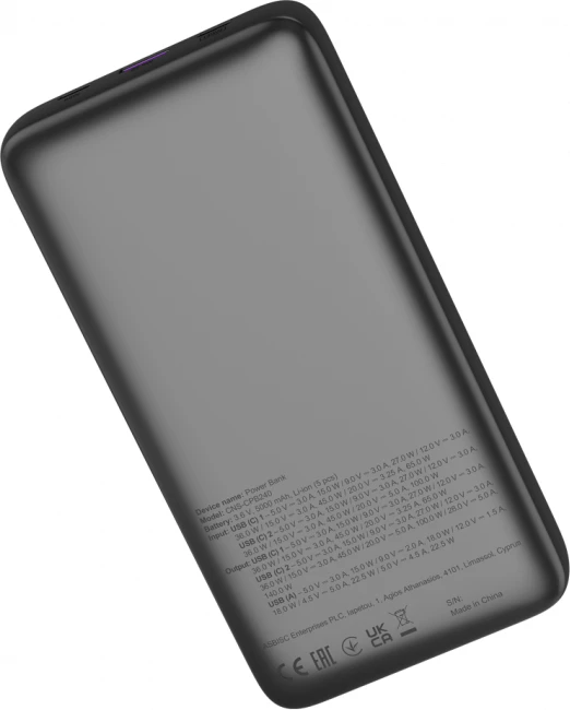 Power bank CANYON PB-240 25000mAh PD 140W me display, Dark Grey